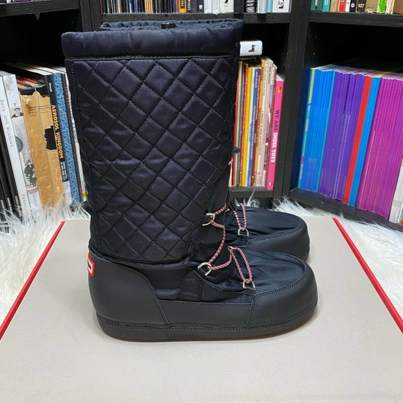 Hunter Original Quilted Snow Boots Black WFT2012WWR Moon Boots - Picture 4 of 8